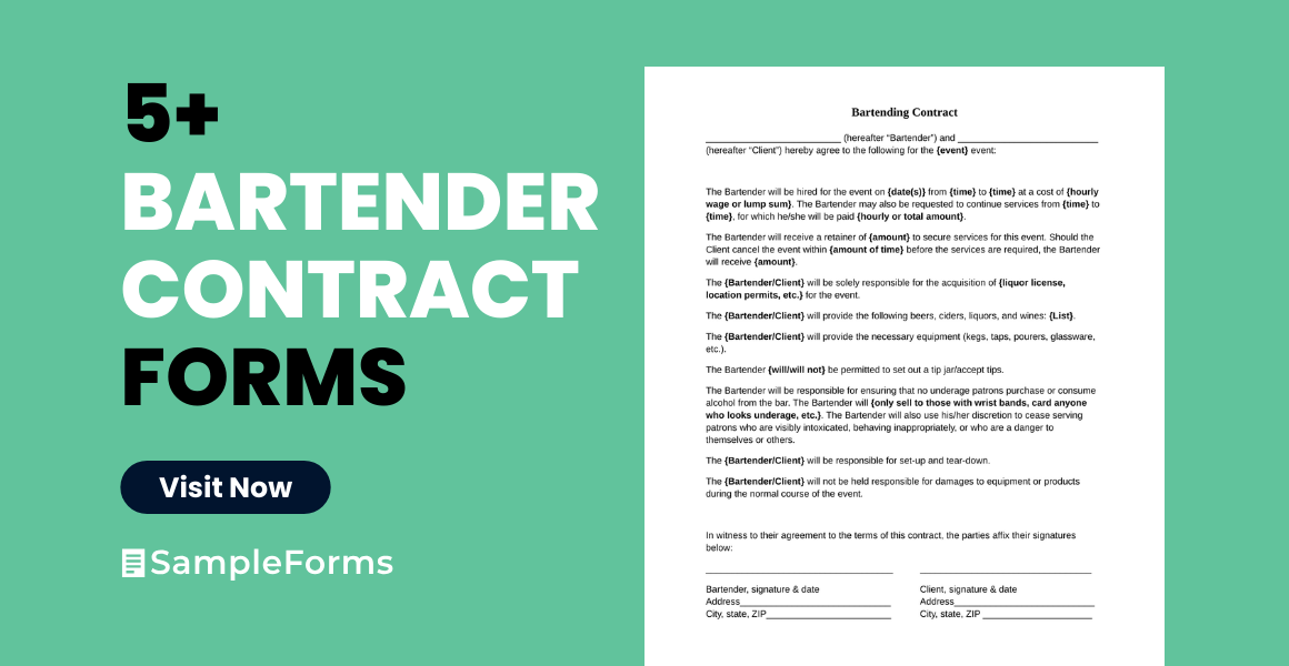 bartender contract form