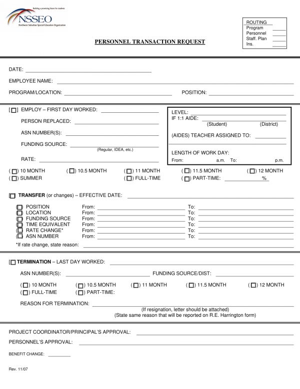 Free 5 Personnel Transaction Request Forms In Pdf Ms Word 2350