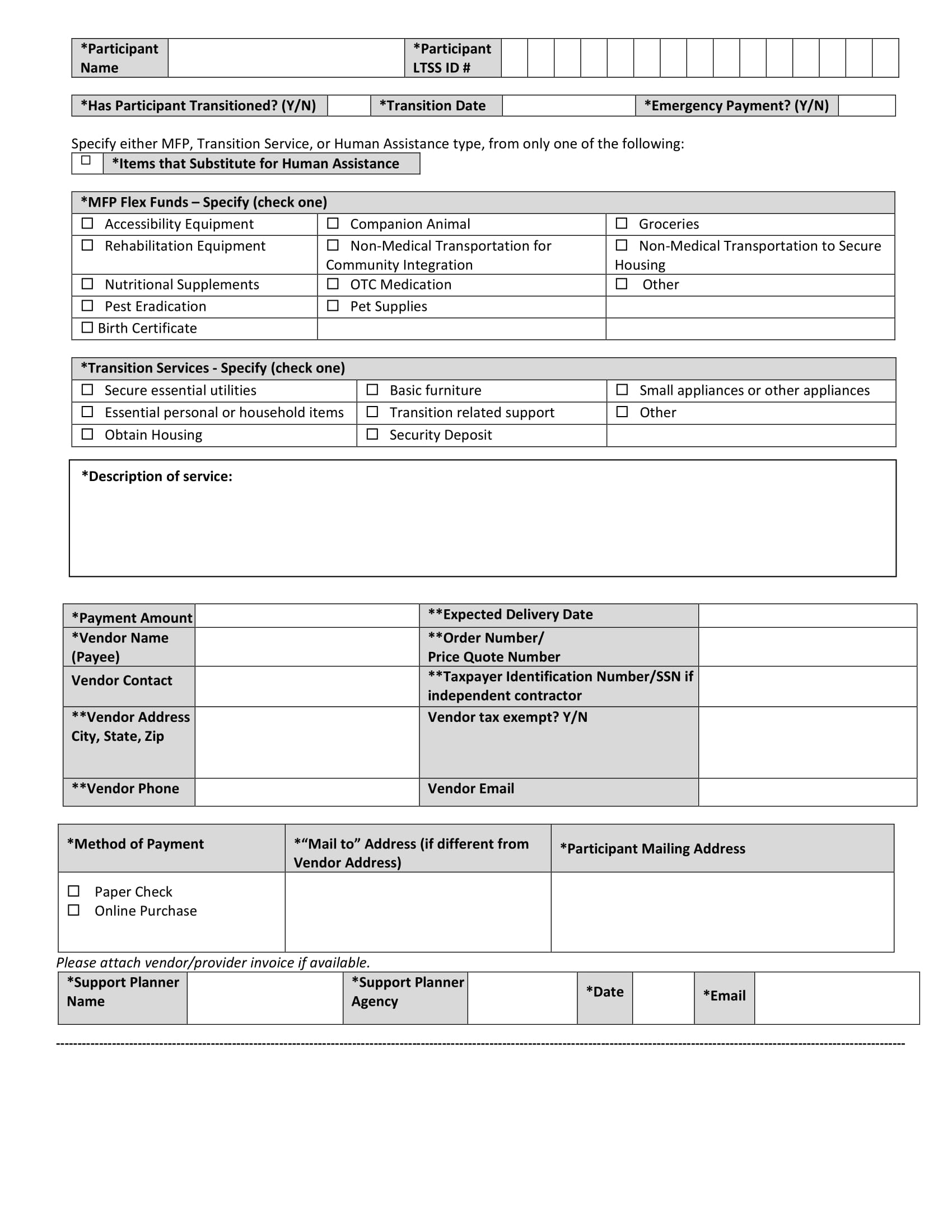 community options payment request form 2