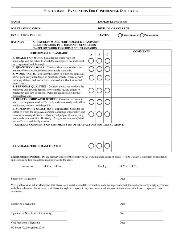 confidential employee performance evaluation form 1 e1526616317942