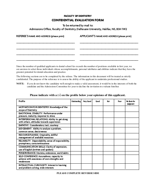 confidential evaluation form in pdf format