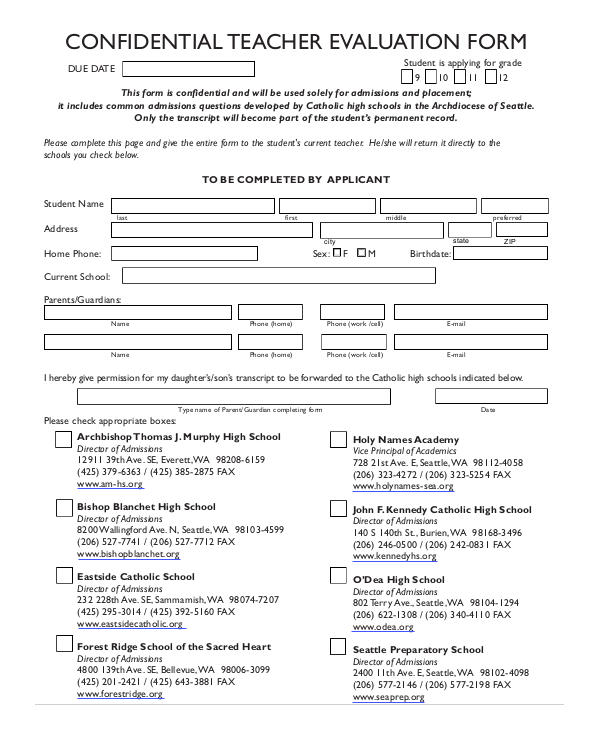 FREE 11+ Confidential Evaluation Forms in PDF | MS Word