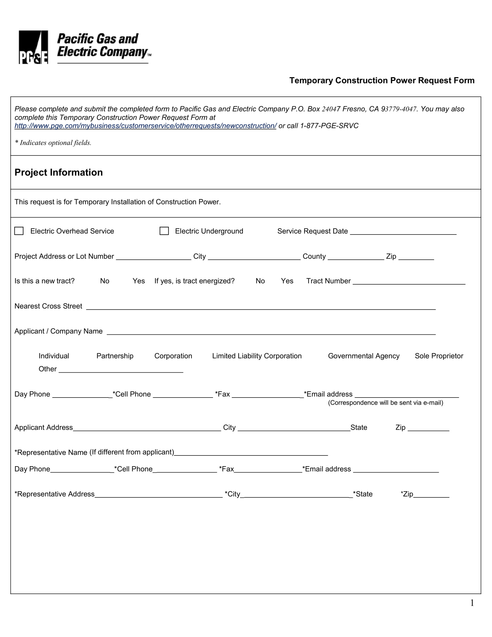 construction temporary power request form 1