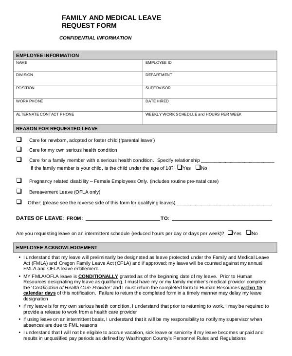 editable family and medical leave request form