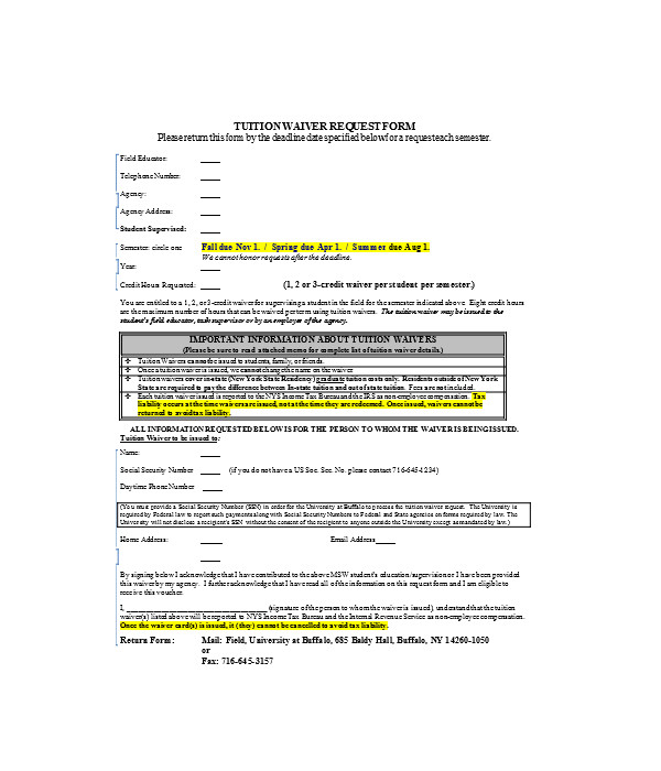 FREE 9+ Tuition Waiver Request Forms in PDF | MS Word
