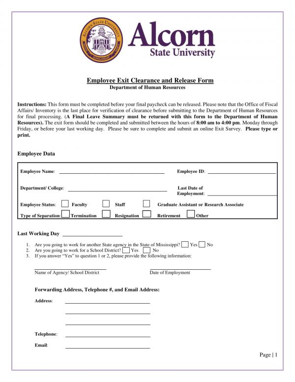 FREE 7+ Employee Separation Clearance Forms in PDF Excel