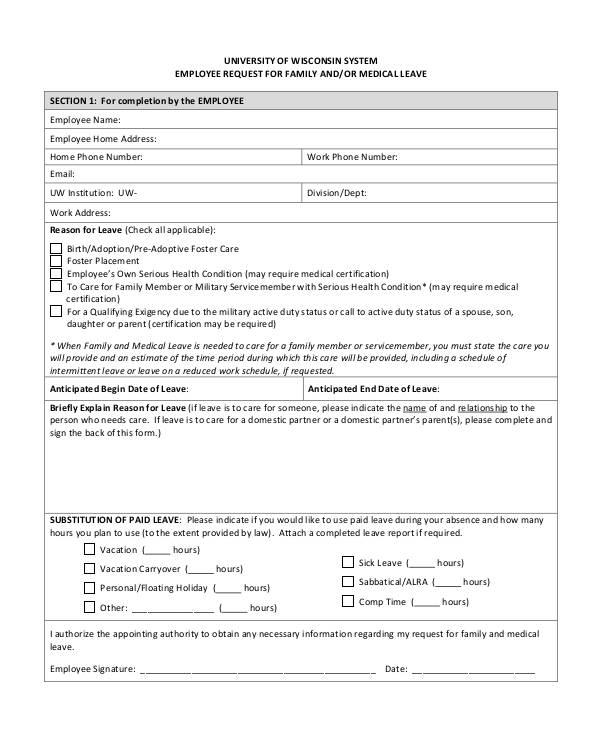 employee request for medical leave form