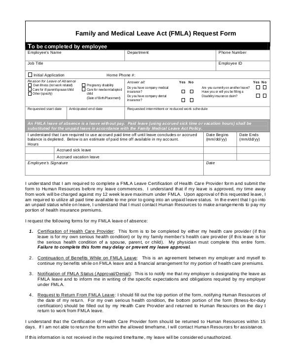 Ml Form.pdf FREE 10+ Family and Medical Leave Request Forms in PDF | MS Word