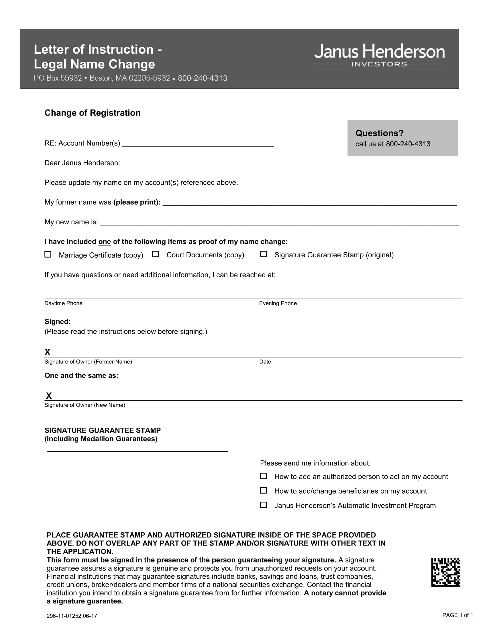 investor legal name change form 1