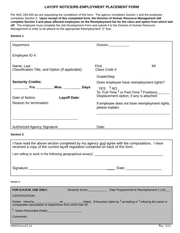 FREE 3+ Layoff Notice Forms in PDF MS Word