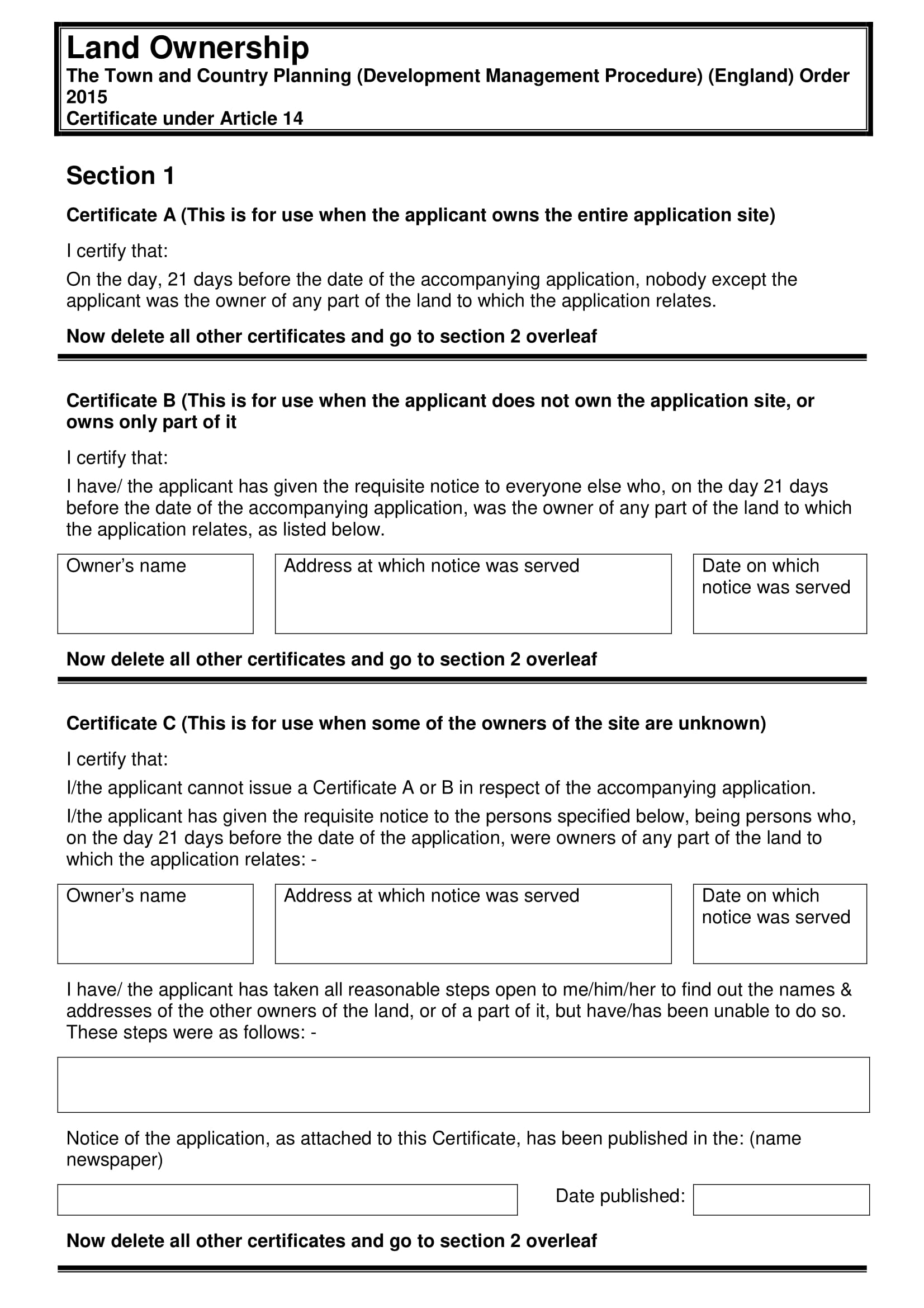 legal land ownership form 1