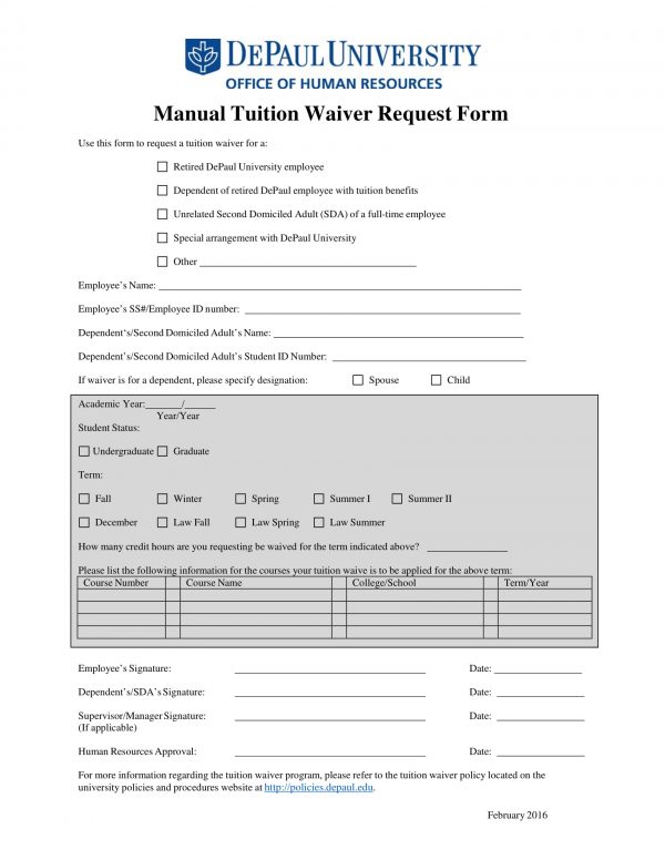 FREE 9+ Tuition Waiver Request Forms in PDF MS Word