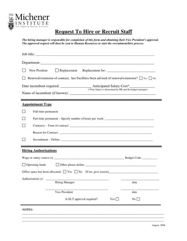 New Hire Requisition Form Template