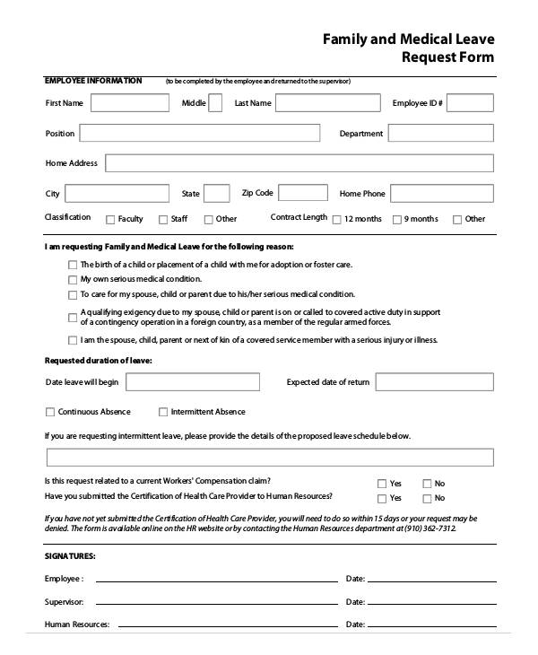 sample family and medical leave request form