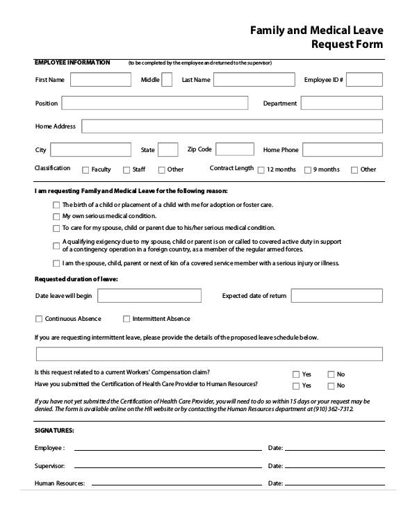 FREE 10+ Family and Medical Leave Request Forms in PDF MS Word