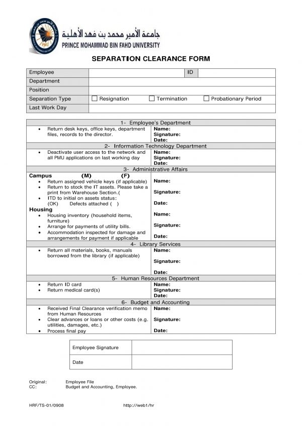 FREE 7+ Employee Separation Clearance Forms in PDF Excel