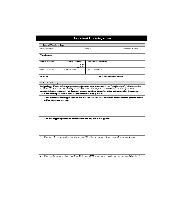 simple accident investigation form