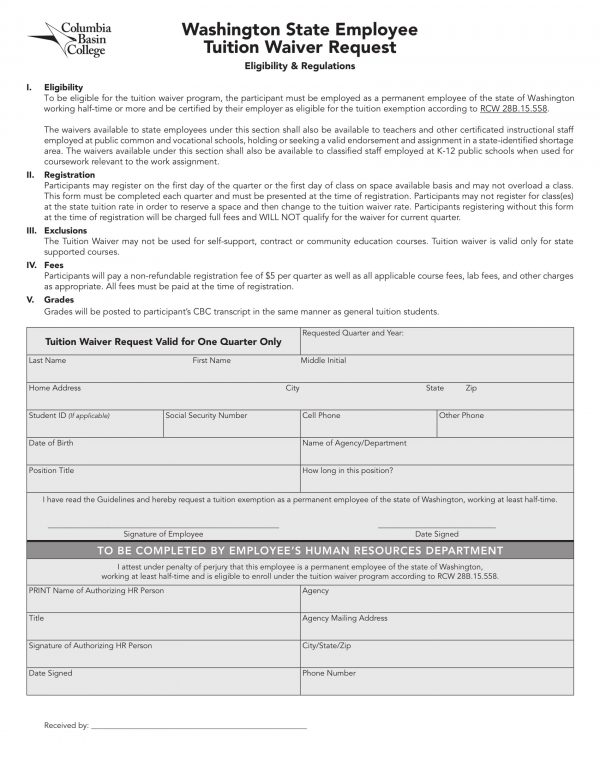 FREE 9+ Tuition Waiver Request Forms in PDF MS Word