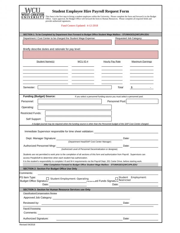 Free 5 Request To Hire Forms In Pdf Excel 6482