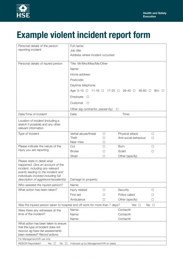 FREE 7+ Violent Incident Report Forms in PDF MS Word