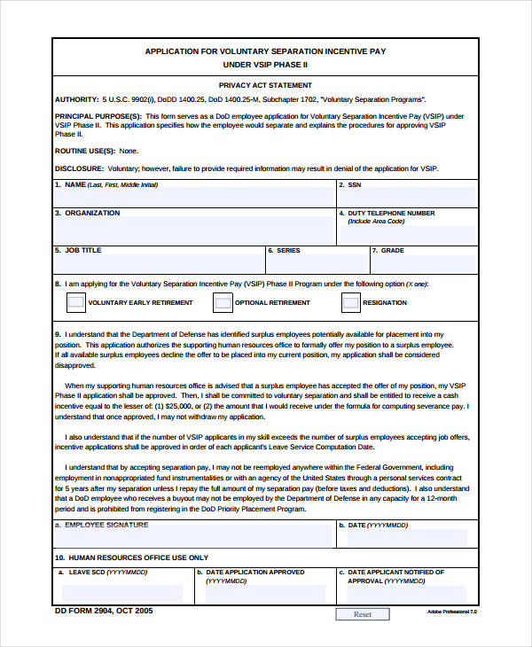 FREE 10+ Voluntary Separation Forms in PDF MS Word Excel