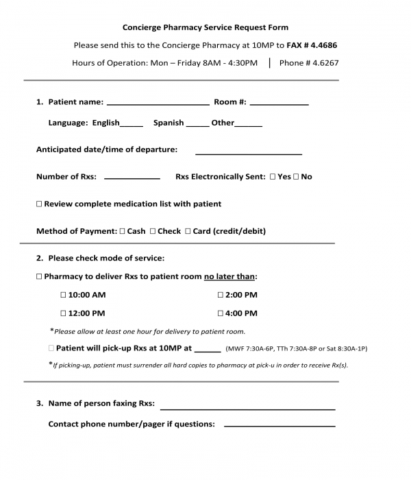 concierge pharmacy service request form