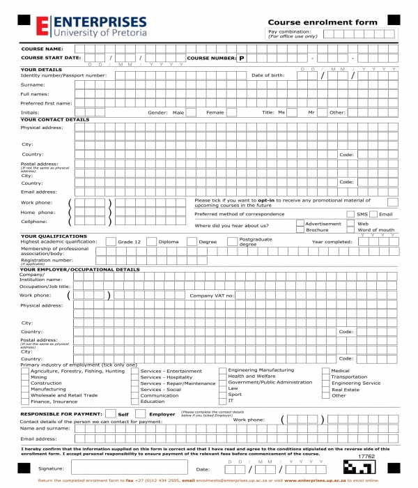 course enrollment form