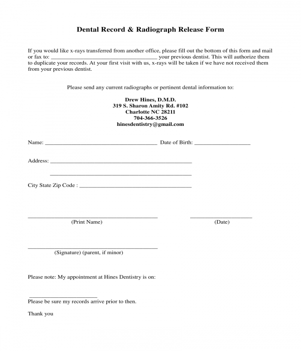 FREE 6+ Dental Records Release Forms in PDF MS Word