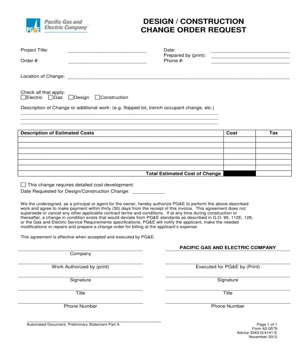 design construction change order request form
