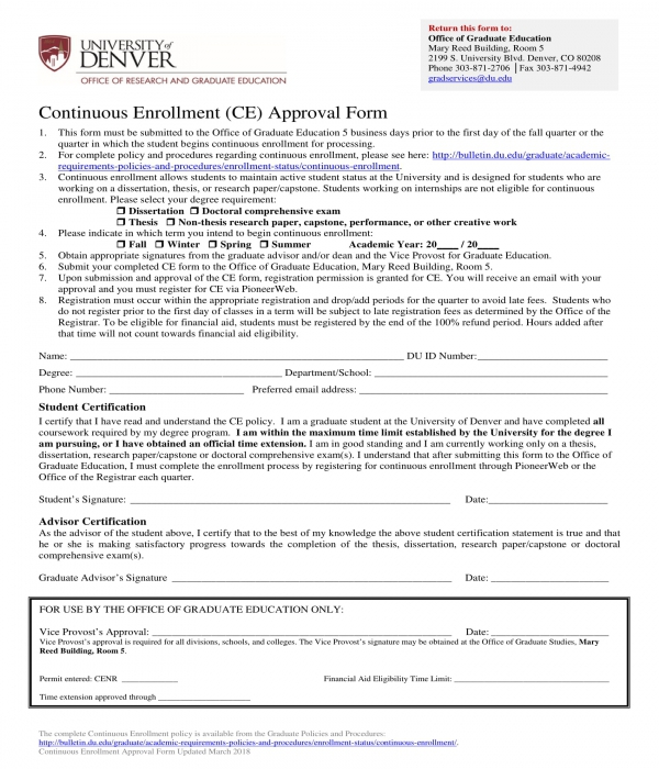 enrollment approval form
