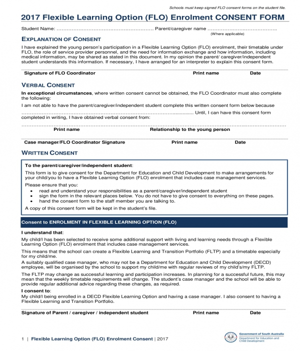 enrollment consent form