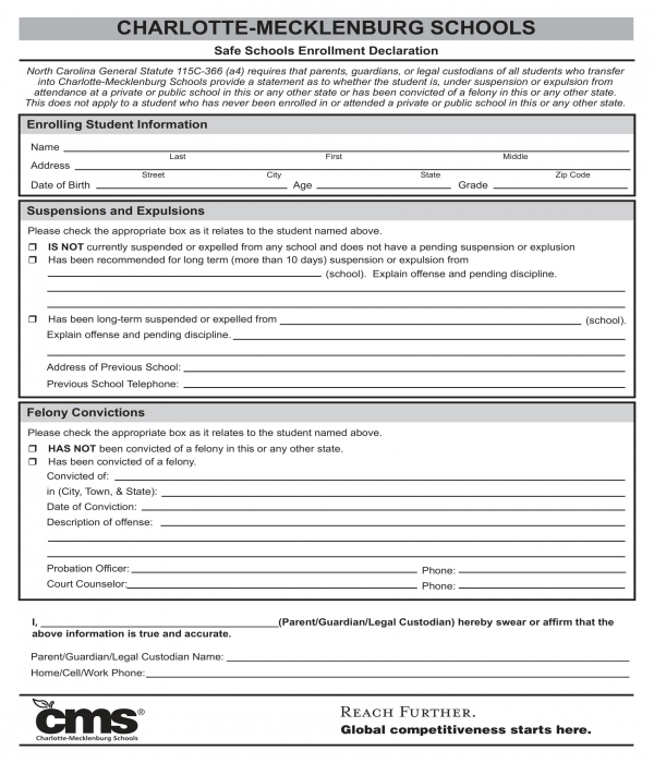 enrollment declaration form