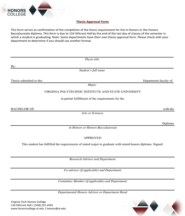 honors thesis form