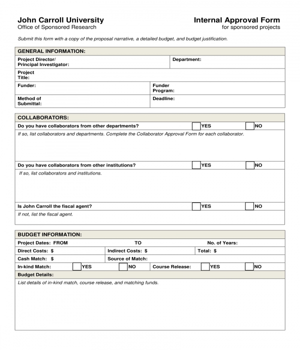 internal approval form