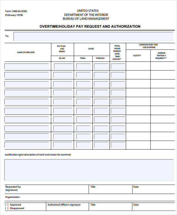 FREE 10+ Compensatory Time Authorization Forms in PDF | MS Word