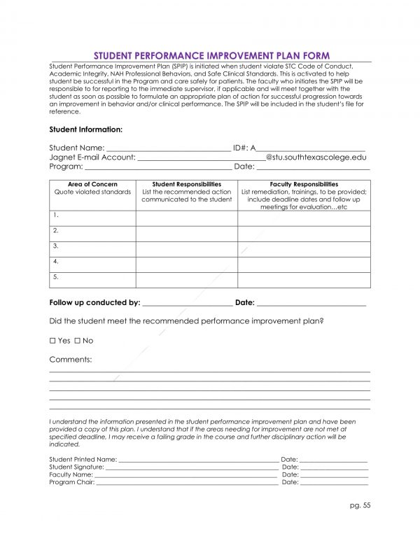 student performance improvement plan form 1 e1527818446200