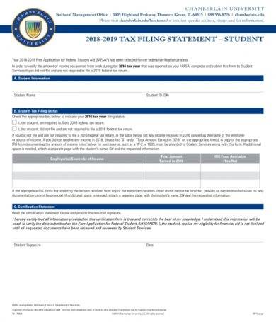 student tax filing statement form1