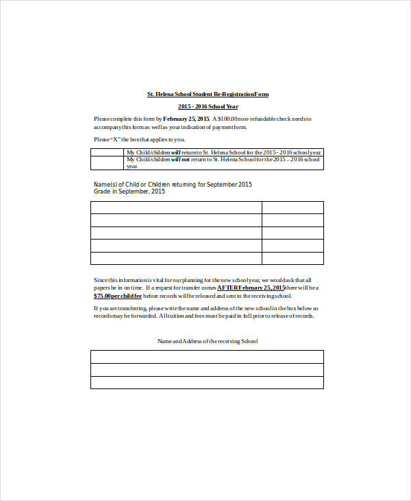 tution reduced fee enrollment application form