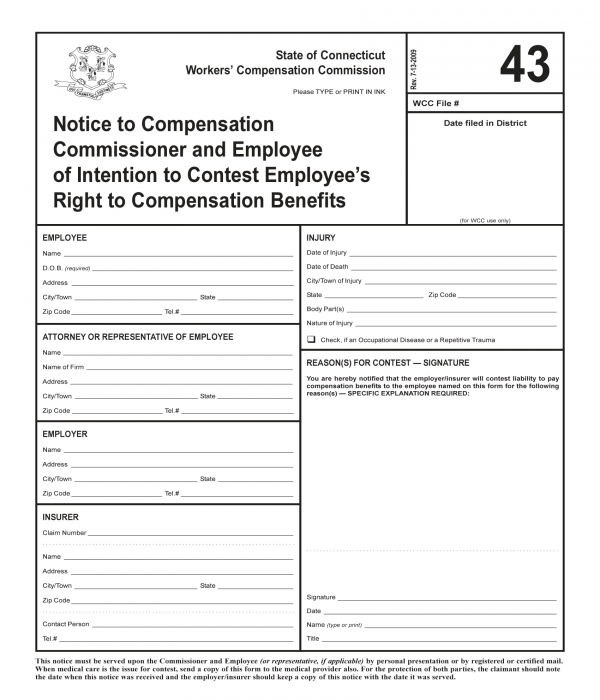 workers compensation notice form