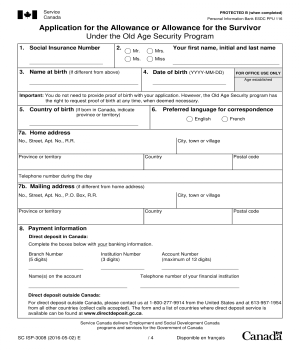 allowance application form template sample