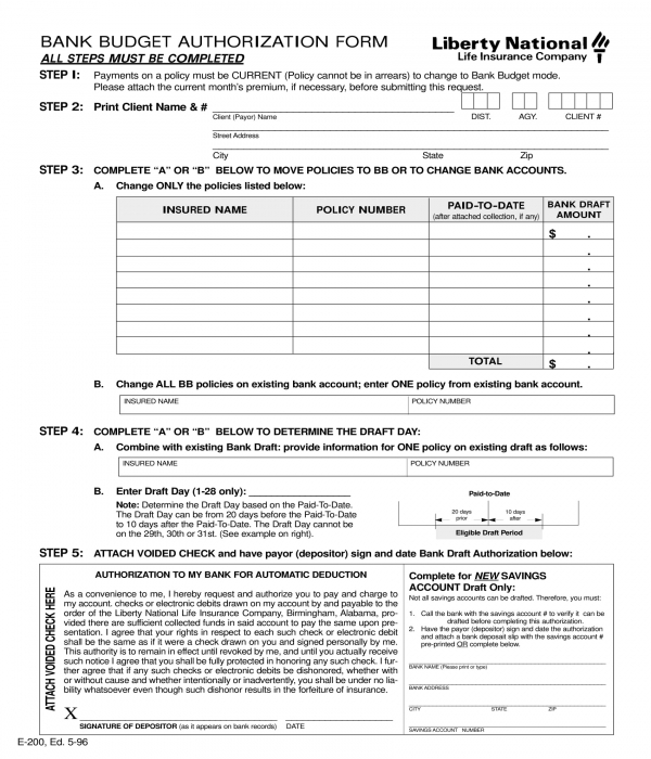 bank budget authorization form