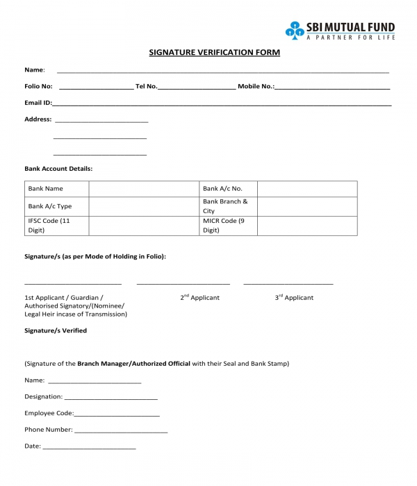 bank signature verification form