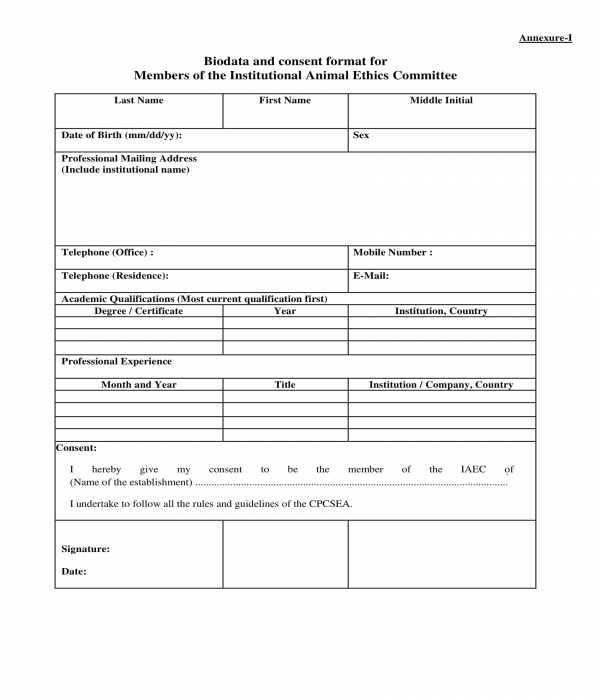 bio data consent form