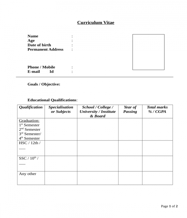 FREE 25+ Bio Data Form Samples, PDF, MS Word, Google Docs, Excel