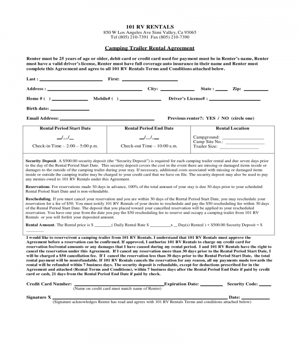 FREE 10  Trailer Rental Agreement Forms in PDF MS Word