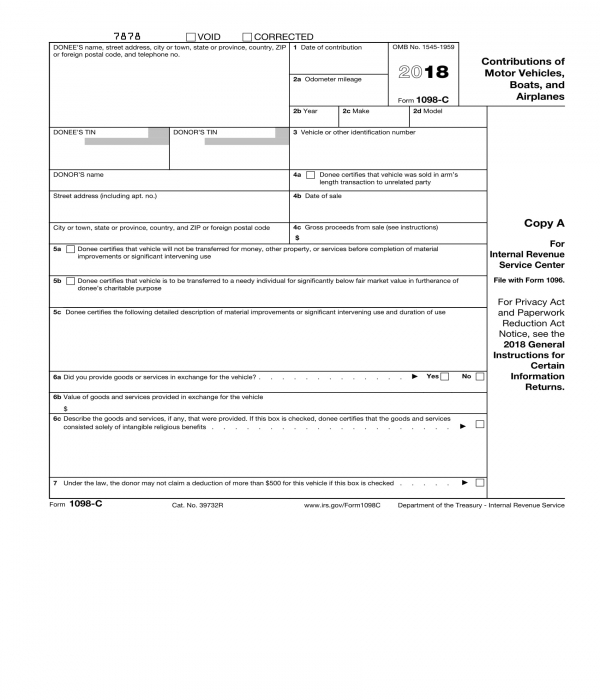 car donation tax form