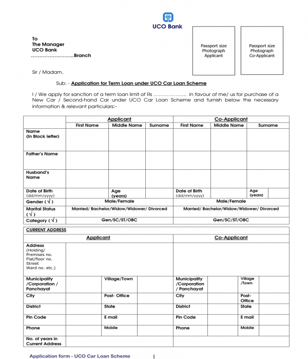 car loan scheme application form