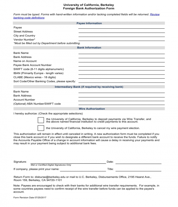 Free 11 Bank Authorization Forms In Pdf Ms Word 5618