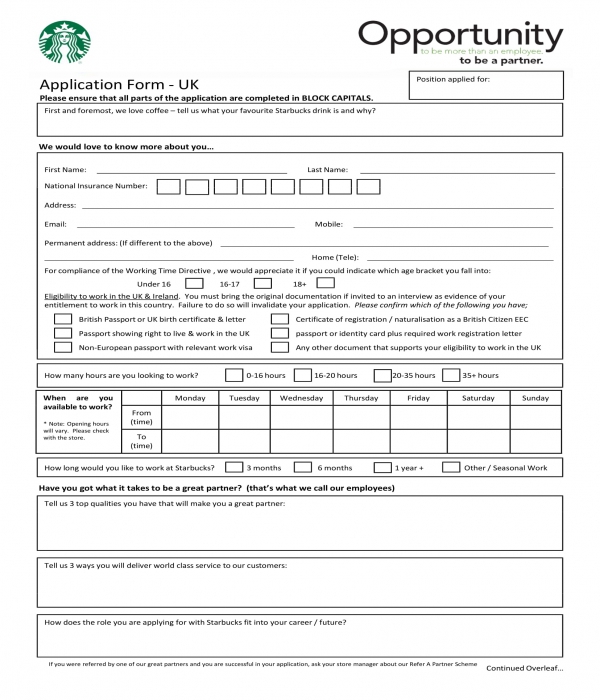 FREE 3+ Cafe Job Application Forms in PDF