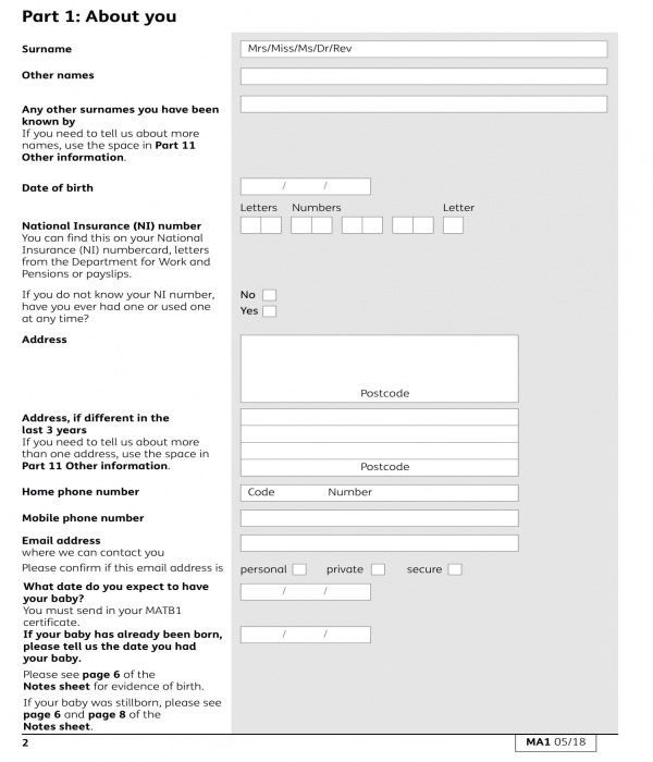 FREE 2 Maternity Allowance Forms In PDF